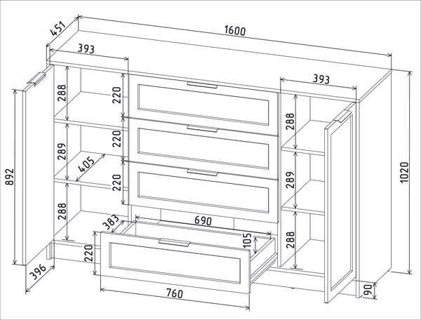 Тумба Интерлиния Концепт Тренд КТ-Т160