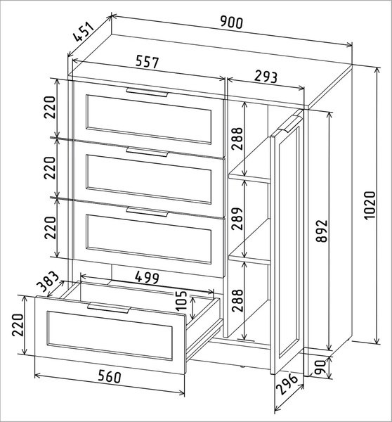 Тумба Интерлиния Концепт Тренд КТ-Т90
