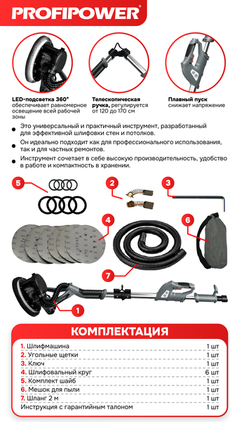 Шлифовальная машина для стен Profipower ШМБ-900 / E0283