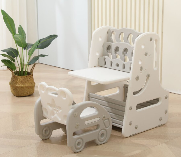 Стол детский UNIX Kids Трансформер 3в1 со стульчиком / ppt3in1gry