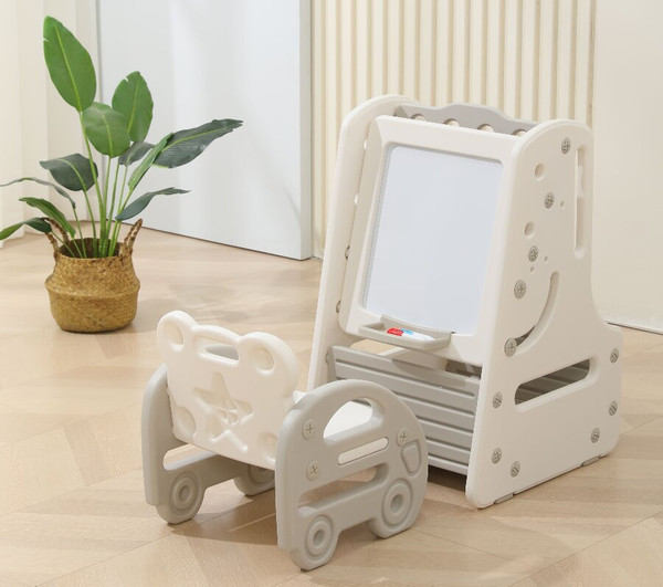 Стол детский UNIX Kids Трансформер 3в1 со стульчиком / ppt3in1gry