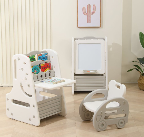 Стол детский UNIX Kids Трансформер 3в1 со стульчиком / ppt3in1gry