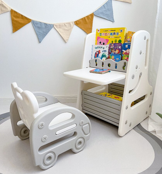 Стол детский UNIX Kids Трансформер 3в1 со стульчиком / ppt3in1gry