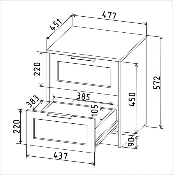 Прикроватная тумба Интерлиния Концепт Тренд КТ-ТК1-57