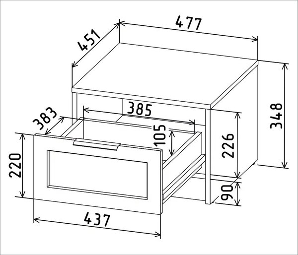 Прикроватная тумба Интерлиния Концепт Тренд КТ-ТК1-35