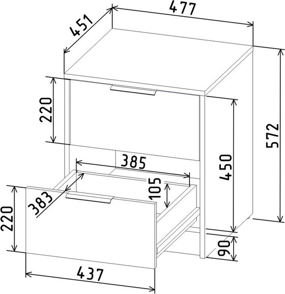 Прикроватная тумба Интерлиния Концепт Тренд КТ-ТК1-57