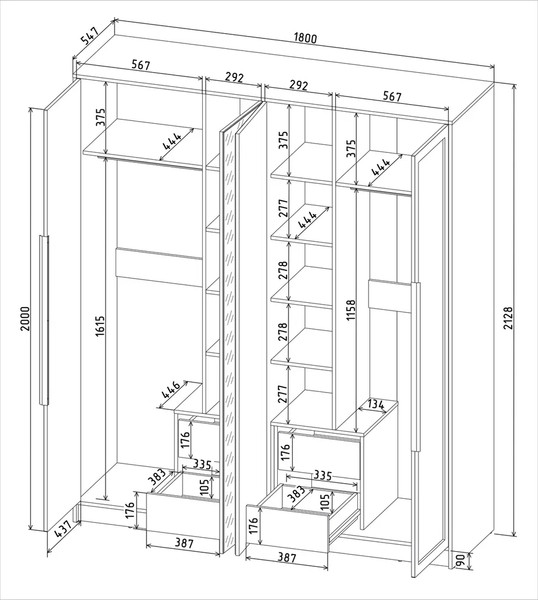 Шкаф Интерлиния Концепт Тренд КТ-Ш4(з)