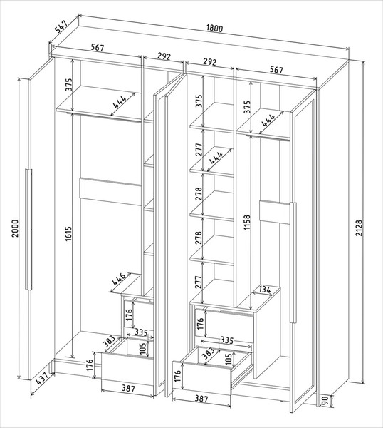Шкаф Интерлиния Концепт Тренд КТ-Ш4(з)