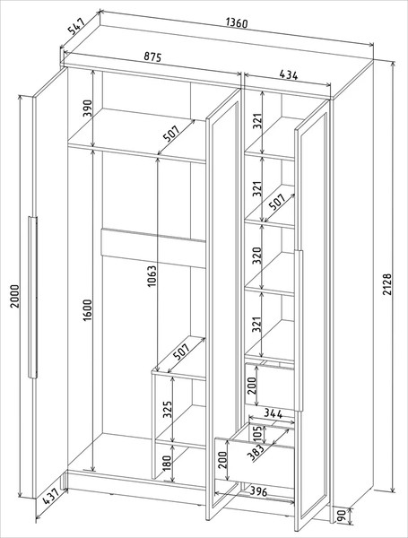 Шкаф Интерлиния Концепт Тренд КТ-Ш3(з)