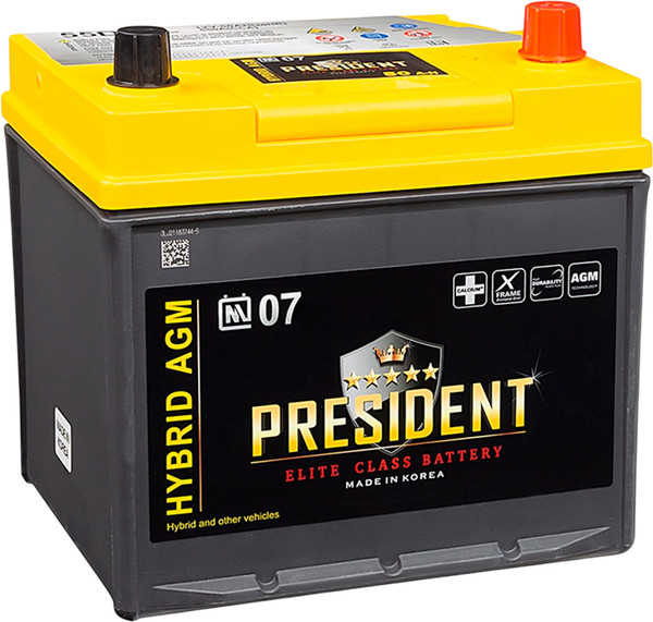 Автомобильный аккумулятор President AGM 55D23L 50R D23 R+ - фото