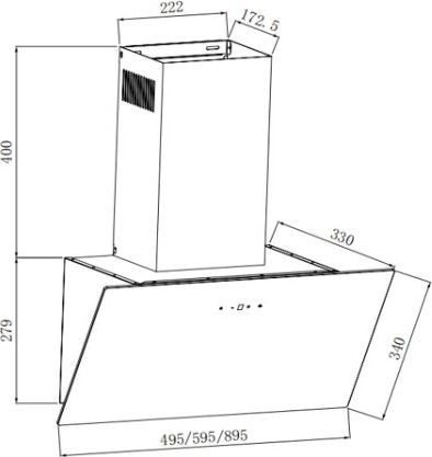 Вытяжка наклонная Weissgauff Yota 600 Touch White Glass