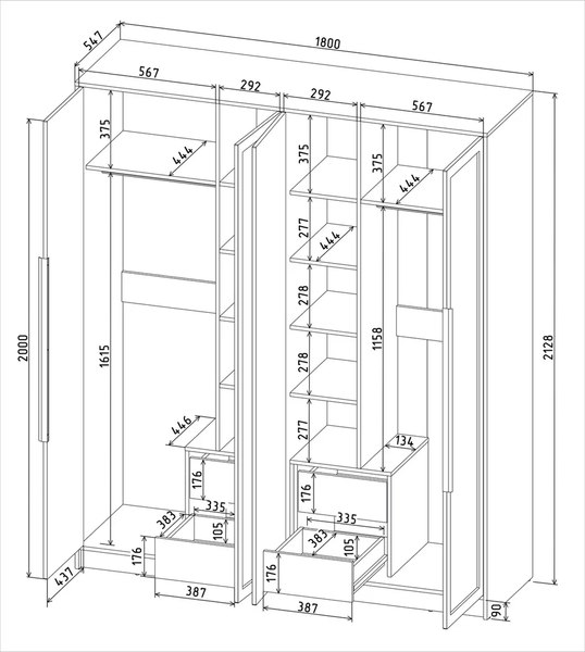 Шкаф Интерлиния Концепт Тренд КТ-Ш4(з)