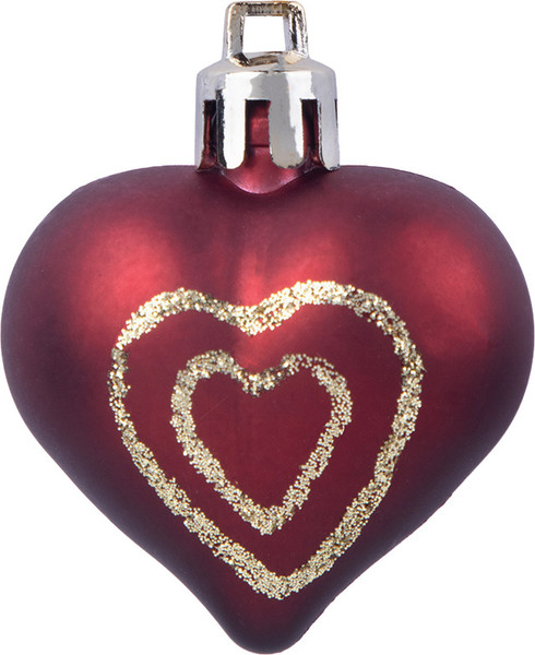 Набор елочных игрушек Волшебная страна Сердечки бордовые / 110446