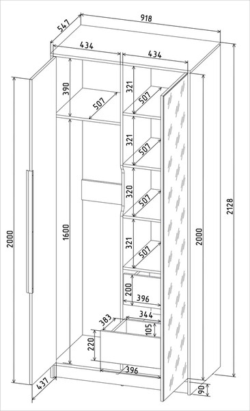 Шкаф Интерлиния Концепт Тренд КТ-Ш2(з)