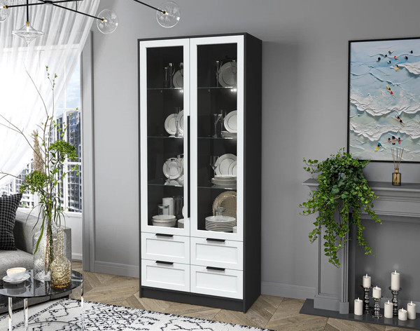 Шкаф с витриной Интерлиния Концепт Тренд КТ-ШВ2 с подсветкой