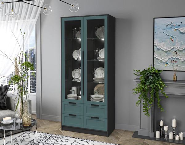 Шкаф с витриной Интерлиния Концепт Тренд КТ-ШВ2 с подсветкой