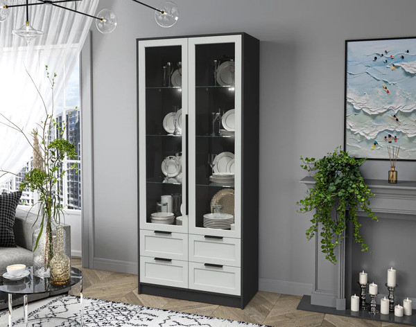 Шкаф с витриной Интерлиния Концепт Тренд КТ-ШВ2 с подсветкой