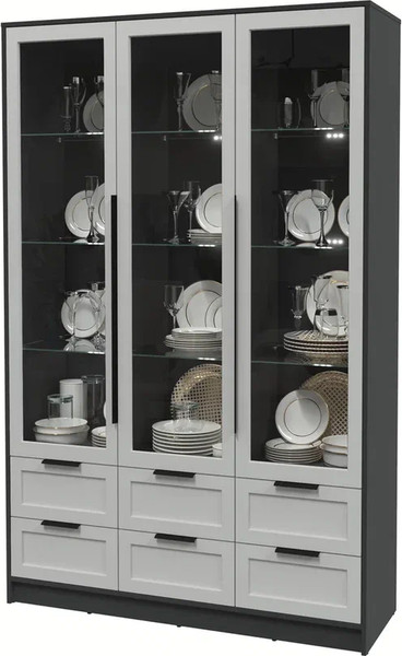 Шкаф с витриной Интерлиния Концепт Тренд КТ-ШВ3 с подсветкой