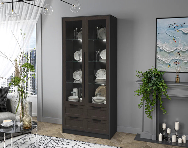 Шкаф с витриной Интерлиния Концепт Тренд КТ-ШВ2 с подсветкой