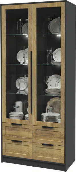 Шкаф с витриной Интерлиния Концепт Тренд КТ-ШВ2 с подсветкой