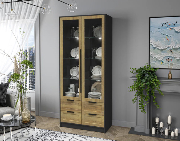 Шкаф с витриной Интерлиния Концепт Тренд КТ-ШВ2 с подсветкой