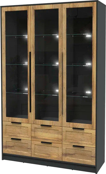 Шкаф с витриной Интерлиния Концепт Тренд КТ-ШВ3 с подсветкой - фото