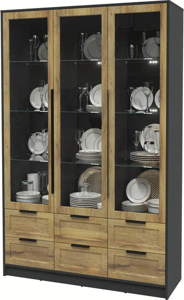 Шкаф с витриной Интерлиния Концепт Тренд КТ-ШВ3 с подсветкой