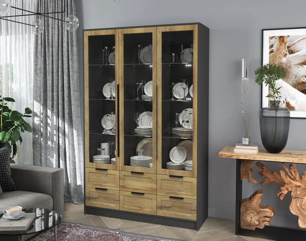 Шкаф с витриной Интерлиния Концепт Тренд КТ-ШВ3 с подсветкой