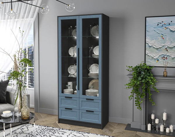 Шкаф с витриной Интерлиния Концепт Тренд КТ-ШВ2 с подсветкой