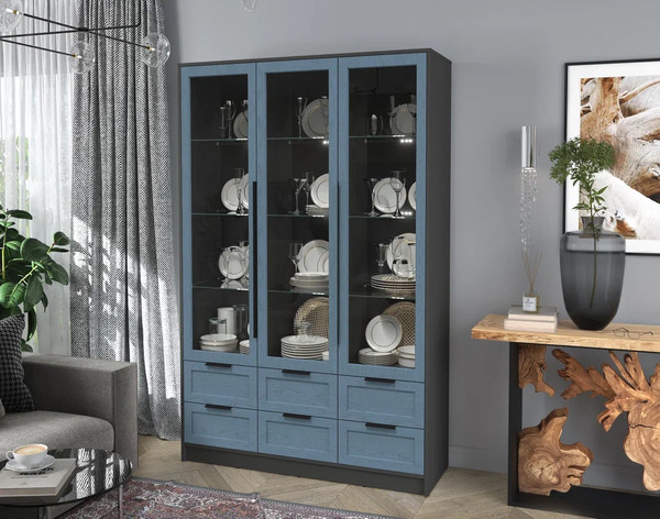 Шкаф с витриной Интерлиния Концепт Тренд КТ-ШВ3 с подсветкой