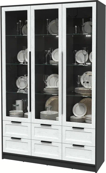 Шкаф с витриной Интерлиния Концепт Тренд КТ-ШВ3 с подсветкой