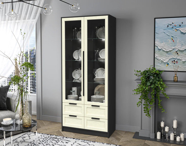 Шкаф с витриной Интерлиния Концепт Тренд КТ-ШВ2 с подсветкой