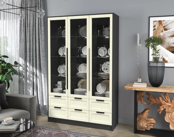 Шкаф с витриной Интерлиния Концепт Тренд КТ-ШВ3 с подсветкой