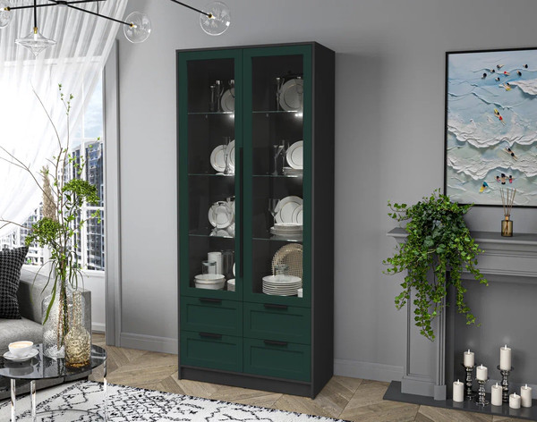 Шкаф с витриной Интерлиния Концепт Тренд КТ-ШВ2 с подсветкой