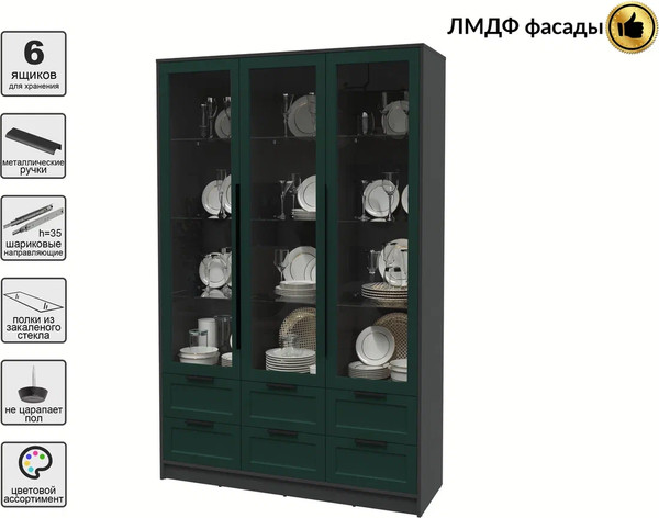 Шкаф с витриной Интерлиния Концепт Тренд КТ-ШВ3