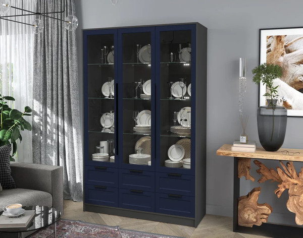 Шкаф с витриной Интерлиния Концепт Тренд КТ-ШВ3 с подсветкой