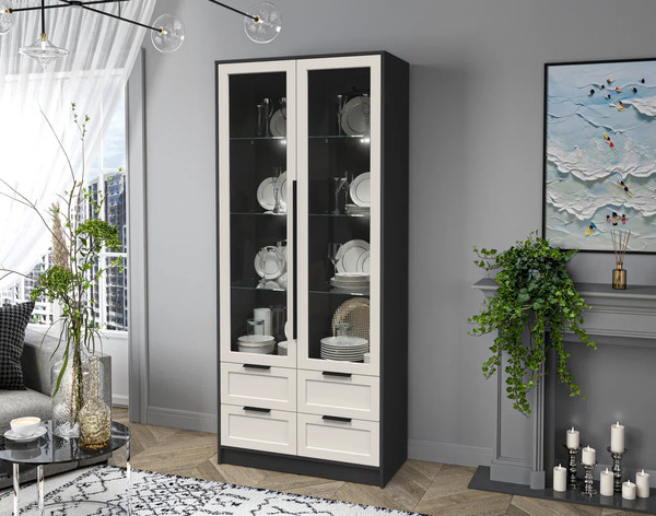 Шкаф с витриной Интерлиния Концепт Тренд КТ-ШВ2 с подсветкой