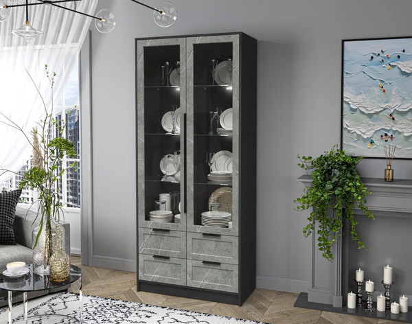 Шкаф с витриной Интерлиния Концепт Тренд КТ-ШВ2 с подсветкой