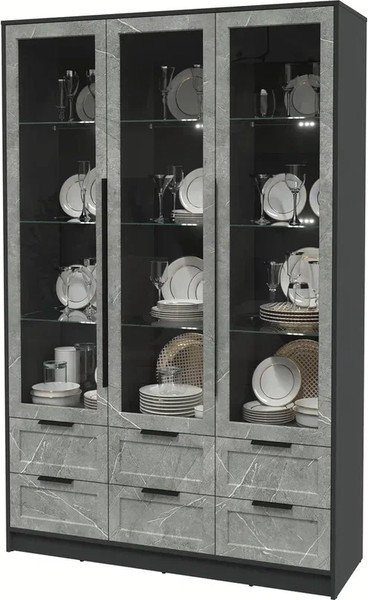 Шкаф с витриной Интерлиния Концепт Тренд КТ-ШВ3 с подсветкой