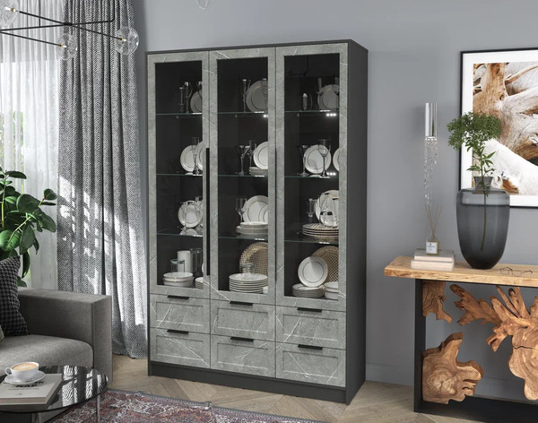 Шкаф с витриной Интерлиния Концепт Тренд КТ-ШВ3 с подсветкой