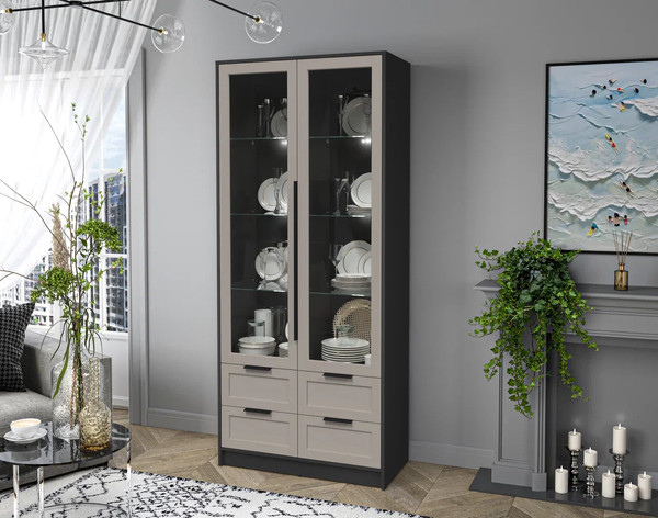 Шкаф с витриной Интерлиния Концепт Тренд КТ-ШВ2 с подсветкой