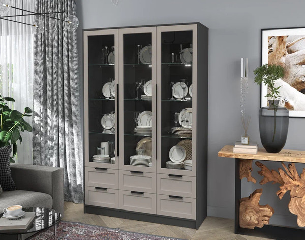 Шкаф с витриной Интерлиния Концепт Тренд КТ-ШВ3 с подсветкой