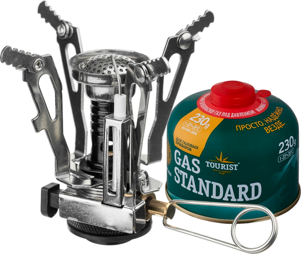 Горелка туристическая Sundays TBD03715168 с газовым баллоном Tourist Standard TBR-230 - фото