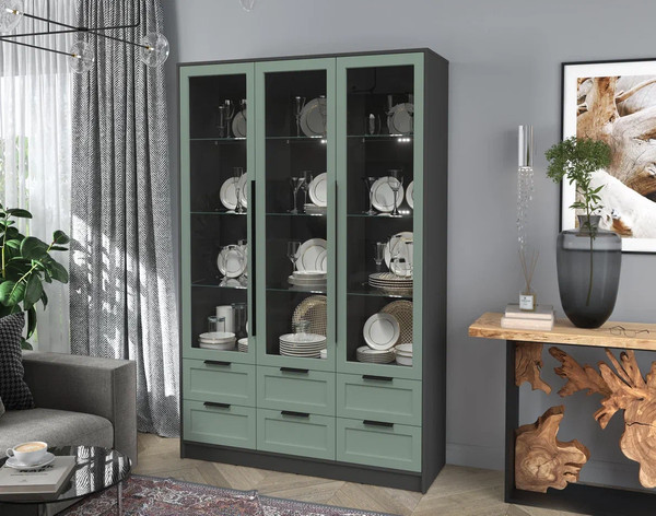 Шкаф с витриной Интерлиния Концепт Тренд КТ-ШВ3 с подсветкой