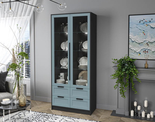 Шкаф с витриной Интерлиния Концепт Тренд КТ-ШВ2 с подсветкой