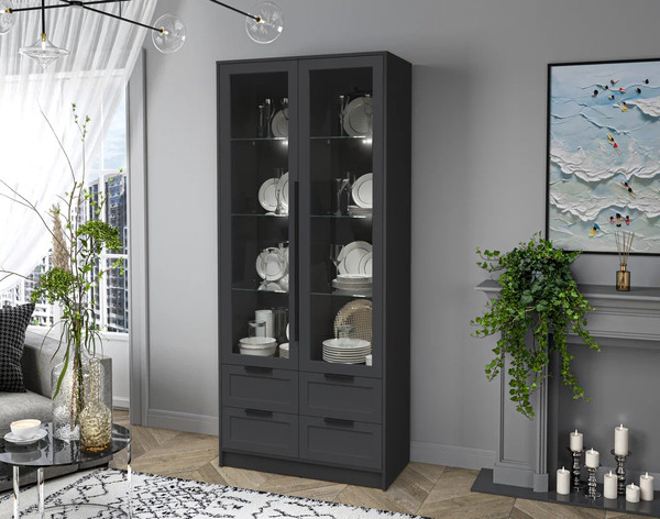 Шкаф с витриной Интерлиния Концепт Тренд КТ-ШВ2 с подсветкой