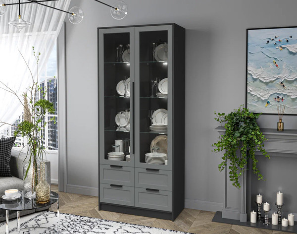 Шкаф с витриной Интерлиния Концепт Тренд КТ-ШВ2 с подсветкой