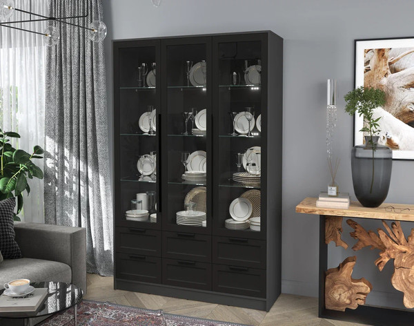 Шкаф с витриной Интерлиния Концепт Тренд КТ-ШВ3 с подсветкой