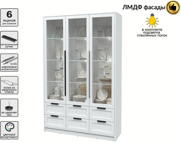 Шкаф с витриной Интерлиния Концепт Тренд КТ-ШВ3 с подсветкой