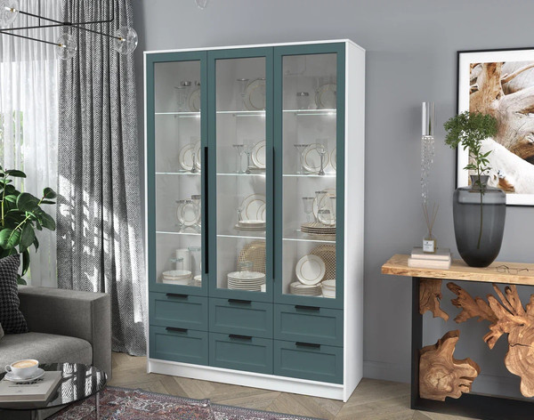 Шкаф с витриной Интерлиния Концепт Тренд КТ-ШВ3 с подсветкой